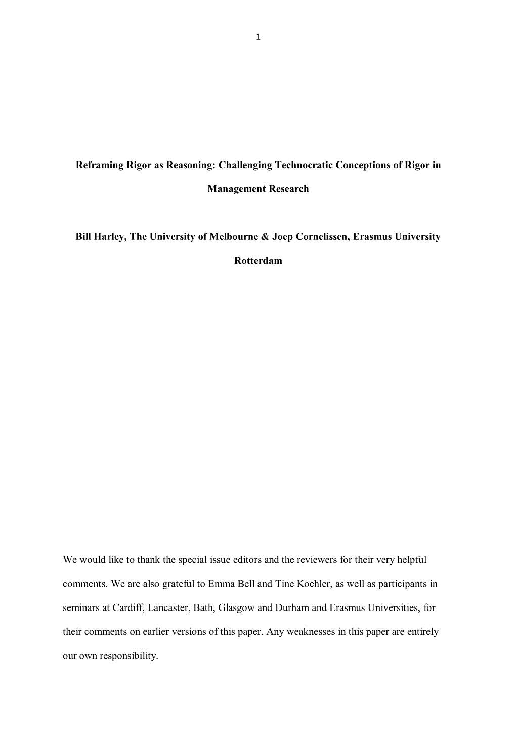 Reframing Rigor As Reasoning: Challenging Technocratic Conceptions of Rigor In