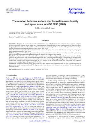 The Relation Between Surface Star Formation Rate Density and Spiral Arms in NGC 5236 (M 83)