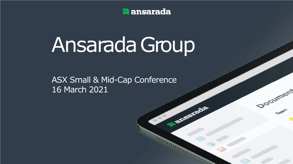 Ansarada Small and Mid-Cap Conference Presentation