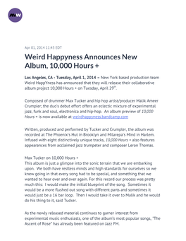 Weird Happyness Announces New Album, 10000