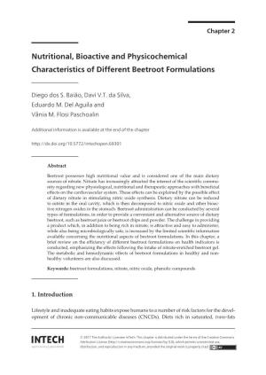 Nutritional, Bioactive and Physicochemical Characteristics of Different Beetroot Formulations