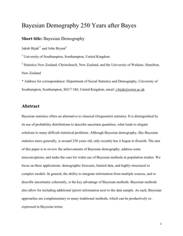 Bayesian Demography 250 Years After Bayes