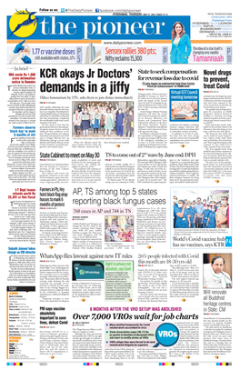 HYDERABAD, THURSDAY, MAY 27, 2021; PAGES 12 `3 RNI No