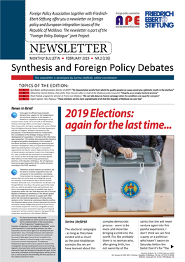 2019 Elections: Again for the Last Time... NEWSLETTER