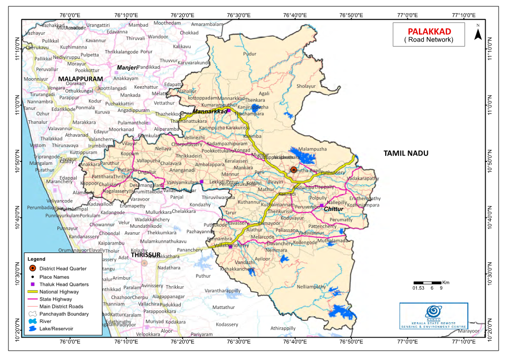 PALAKKAD Thiruvali Wandoor ¯ Pulikkal Kavannur ( Road Network) Cherukavu Kuzhimanna Kalikavu Thrikkalangode Porur Pulpetta Pudur