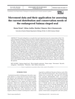 Movement Data and Their Application for Assessing the Current Distribution and Conservation Needs of the Endangered Saimaa Ringed Seal
