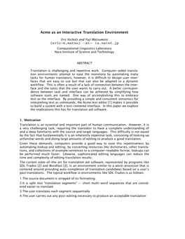 Acme As an Interactive Translation Environment