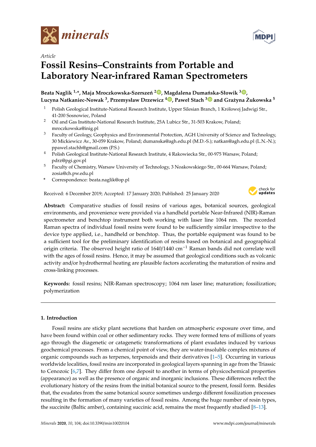 Fossil Resins–Constraints from Portable and Laboratory Near-Infrared Raman Spectrometers