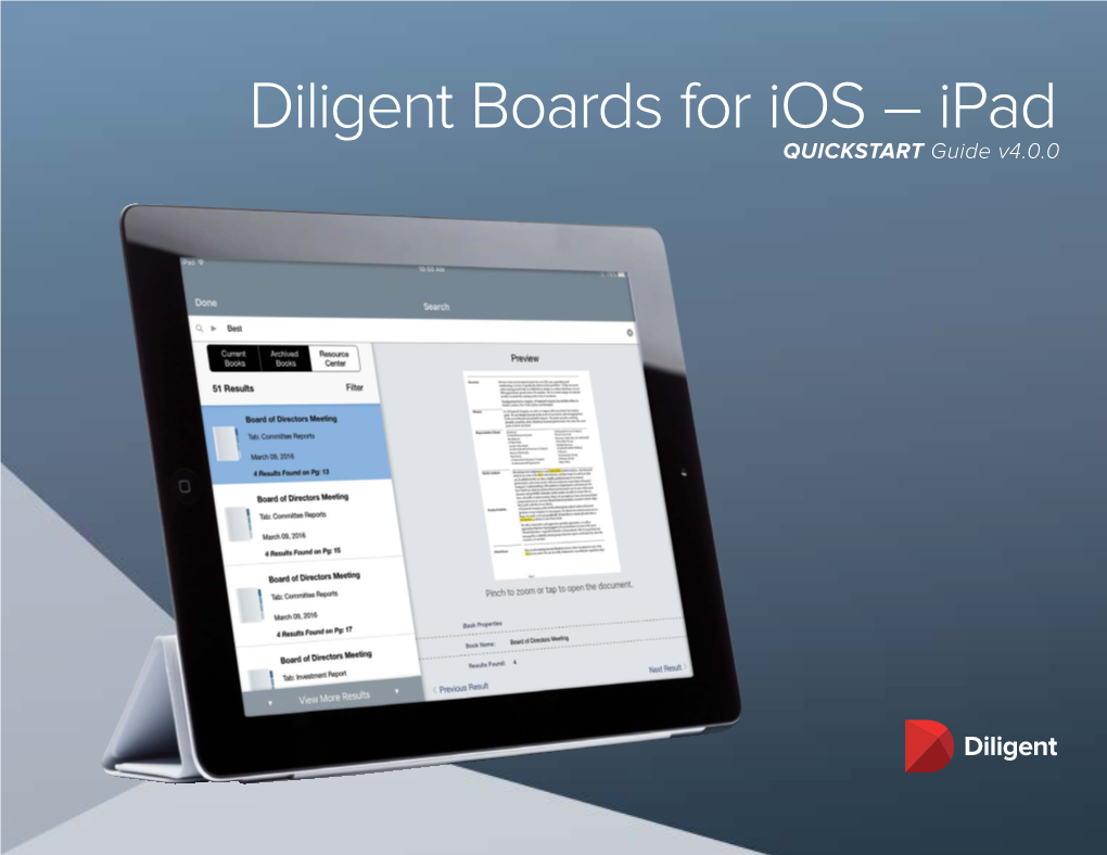 Diligent Boards For Ios – Ipad QUICKSTART Guide V4.0.0 - DocsLib