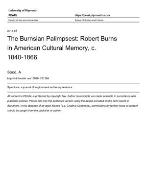 Robert Burns in American Cultural Memory, C. 1840-1866