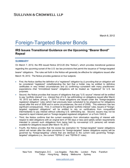 Foreign-Targeted Bearer Bonds