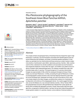 Plio-Pleistocene Phylogeography of the Southeast Asian Blue