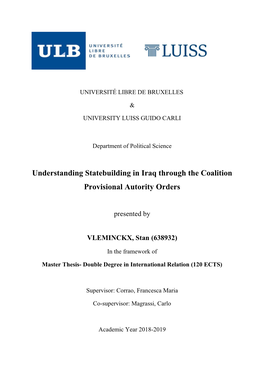 Understanding Statebuilding in Iraq Through the Coalition Provisional Autority Orders