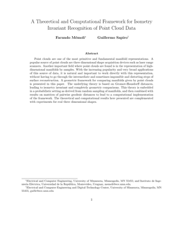 A Theoretical and Computational Framework for Isometry Invariant Recognition of Point Cloud Data