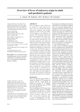 Overview of Fever of Unknown Origin in Adult and Paediatric Patients L