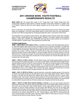 2011 Orange Bowl Youth Football Championships Results