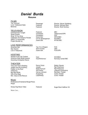Daniel Burda Resume