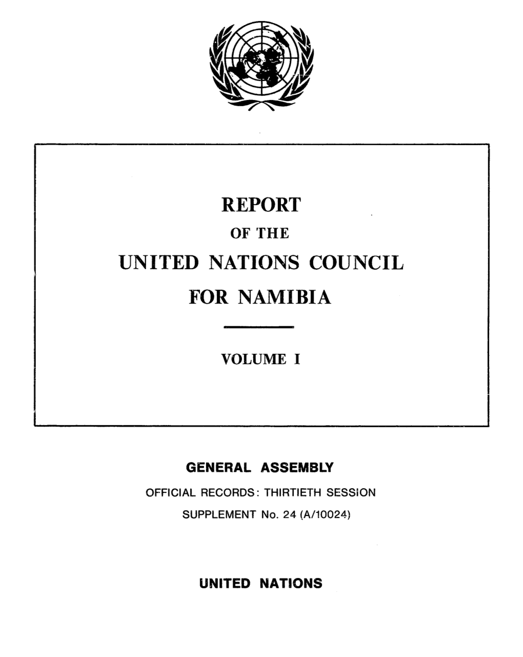 Report United Nations Council for Namibia