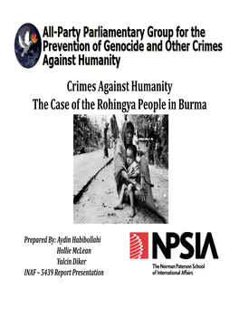 Crimes Against Humanity the Case of the Rohingya People in Burma