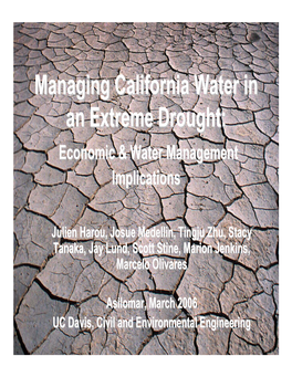 Managing California Water in an Extreme Drought