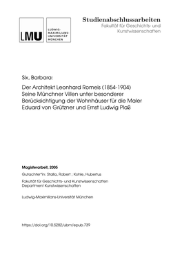 Der Architekt Leonhard Romeis (1854-1904)