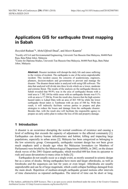 Applications GIS for Earthquake Threat Mapping in Sabah