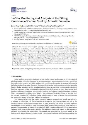 In-Situ Monitoring and Analysis of the Pitting Corrosion of Carbon Steel by Acoustic Emission