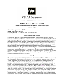 USFWS Outreach/Education FY2005 Protected Salmonid Survey/Angler Outreach Project Progress Report