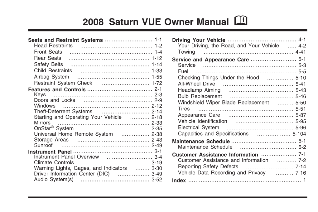 2008 Saturn VUE Owner Manual M