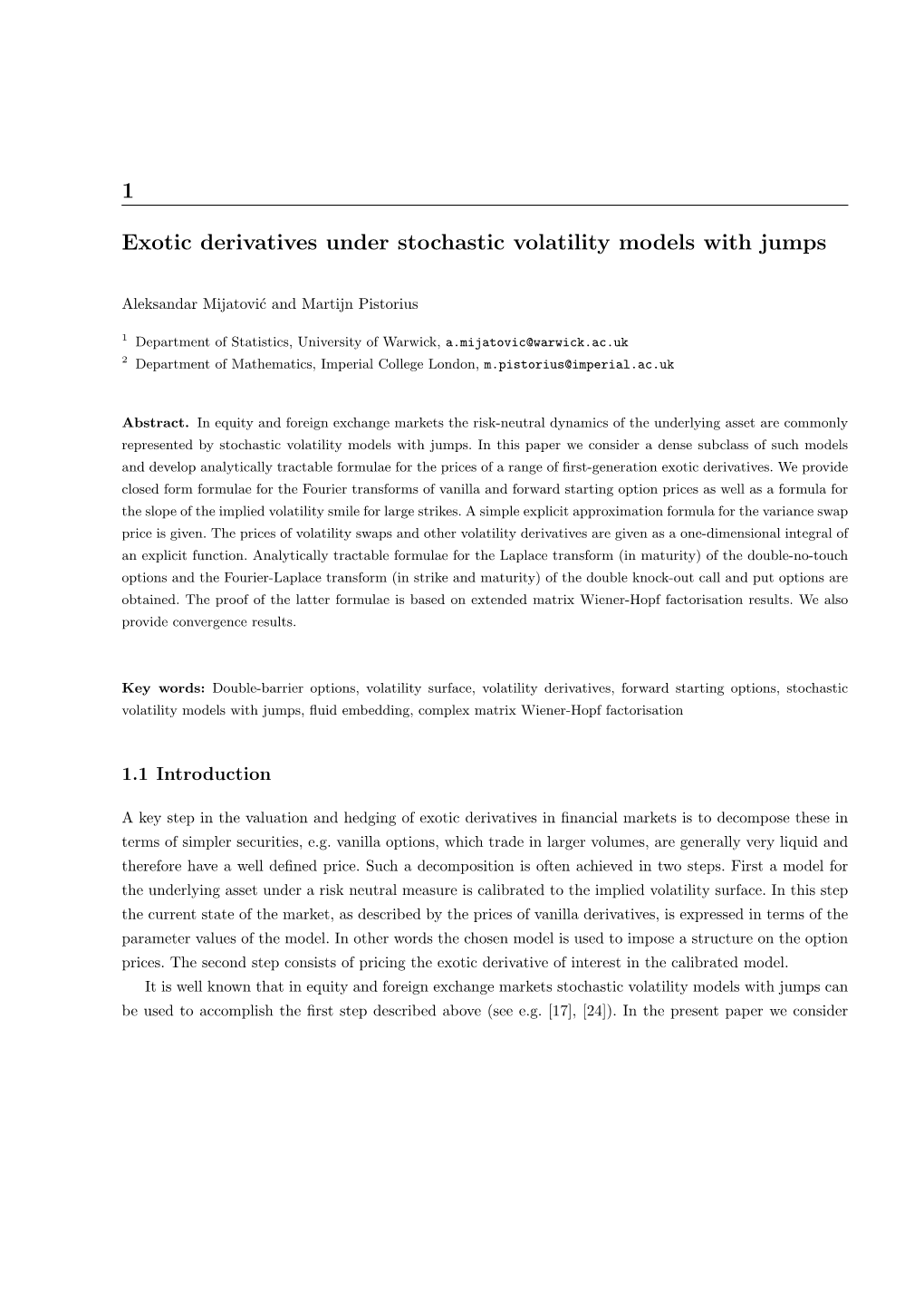 Exotic Derivatives Under Stochastic Volatility Models with Jumps