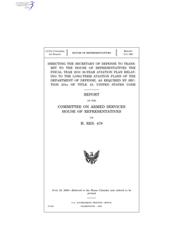 Report Committee on Armed Services House Of
