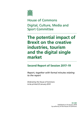 Impact of Brexit on UK Creative Industries, Tourism and the Single Digital Market