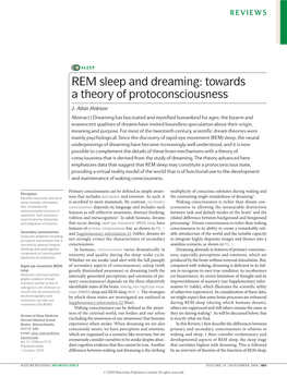 REM Sleep and Dreaming: Towards a Theory of Protoconsciousness