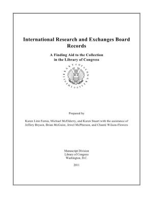 International Research and Exchanges Board Records