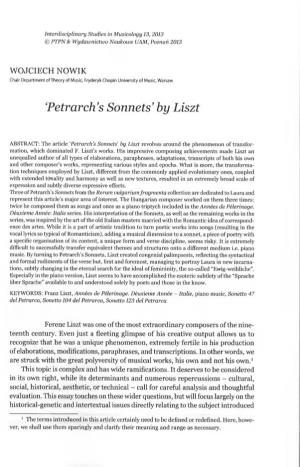 'Petrarch's Sonnets' by Liszt