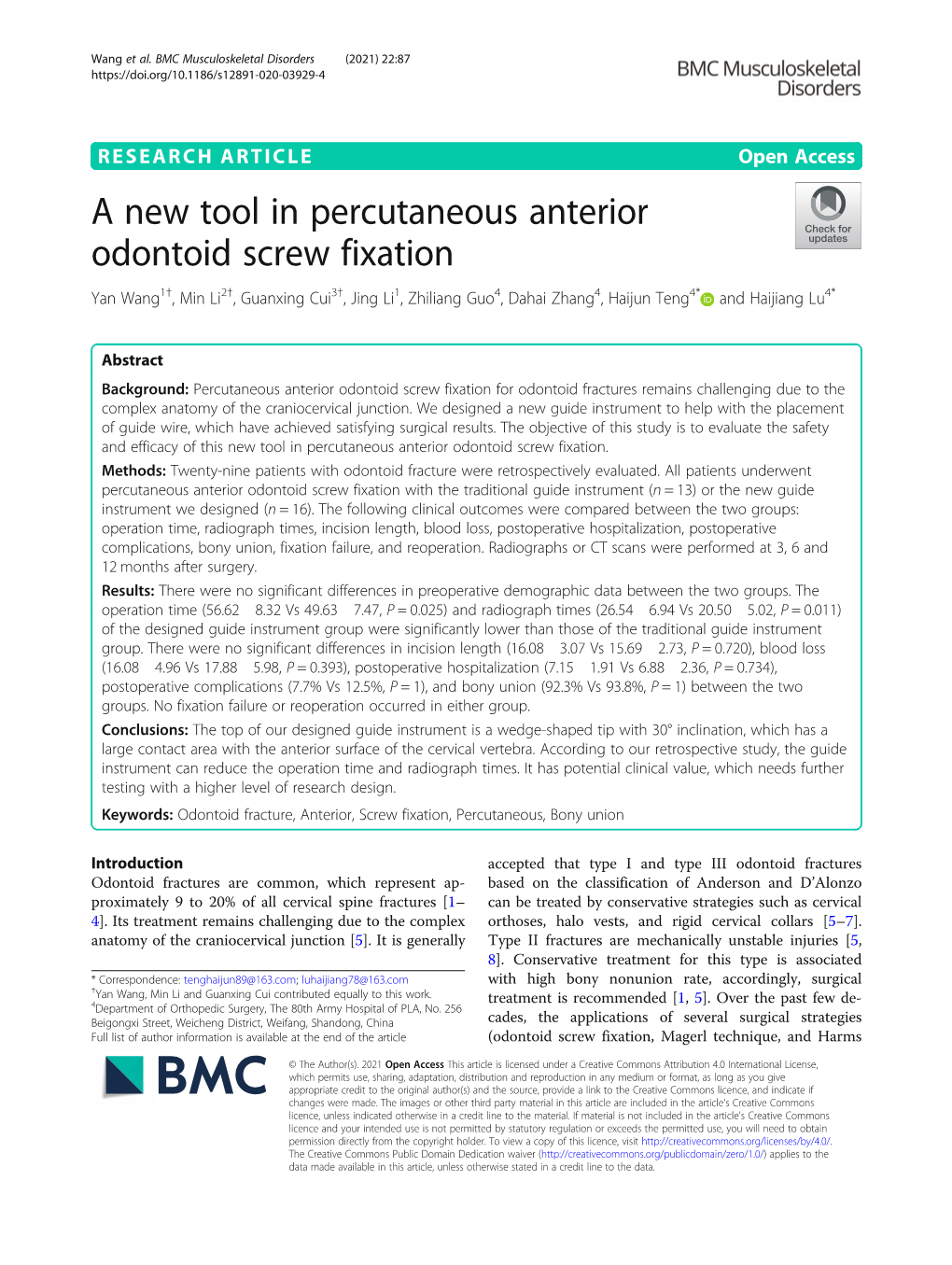 A New Tool in Percutaneous Anterior Odontoid Screw Fixation