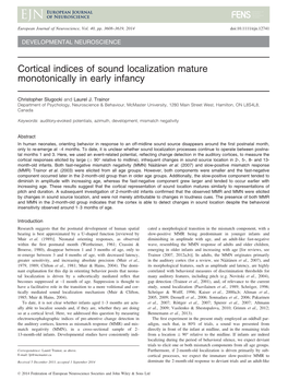 Cortical Indices of Sound Localization Mature Monotonically in Early Infancy