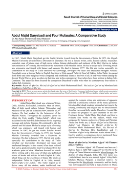 Abdul Majid Daryabadi and Four Mufassirs: a Comparative Study Dr