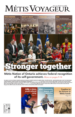 Métis Nation of Ontario Achieves Federal Recognition of Its Self-Government