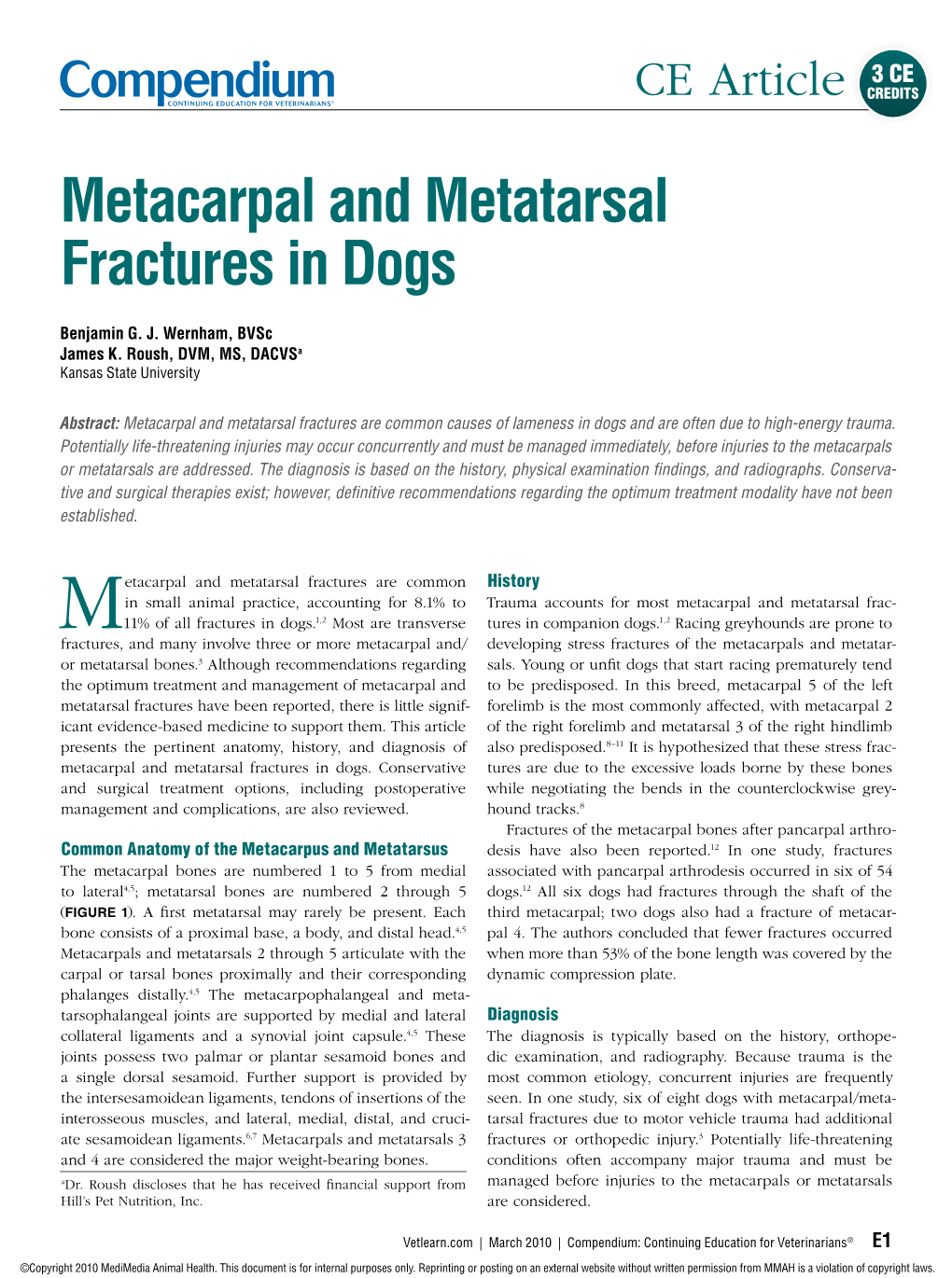 Metacarpal and Metatarsal Fractures in Dogs