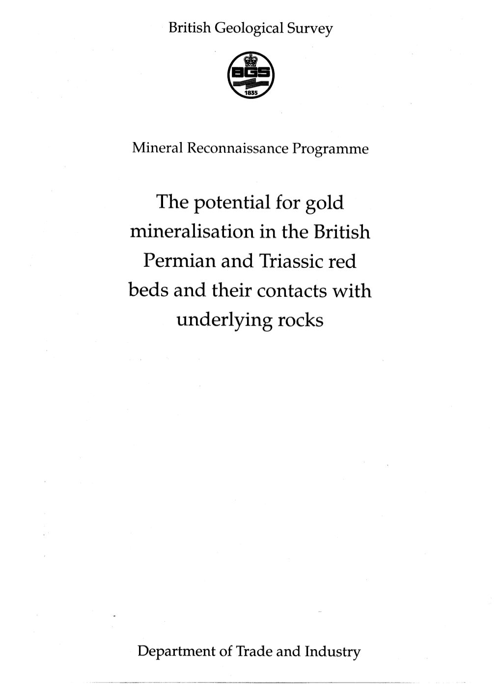 144 the Potential for Gold Mineralisation in the British