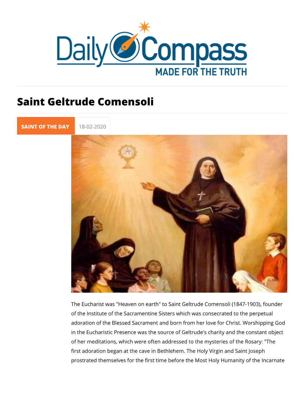Saint Geltrude Comensoli
