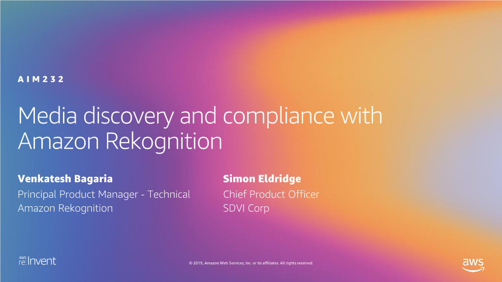 Media Discovery and Compliance with Amazon Rekognition