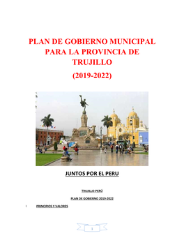 Plan De Gobierno Municipal Para La Provincia De Trujillo (2019-2022)