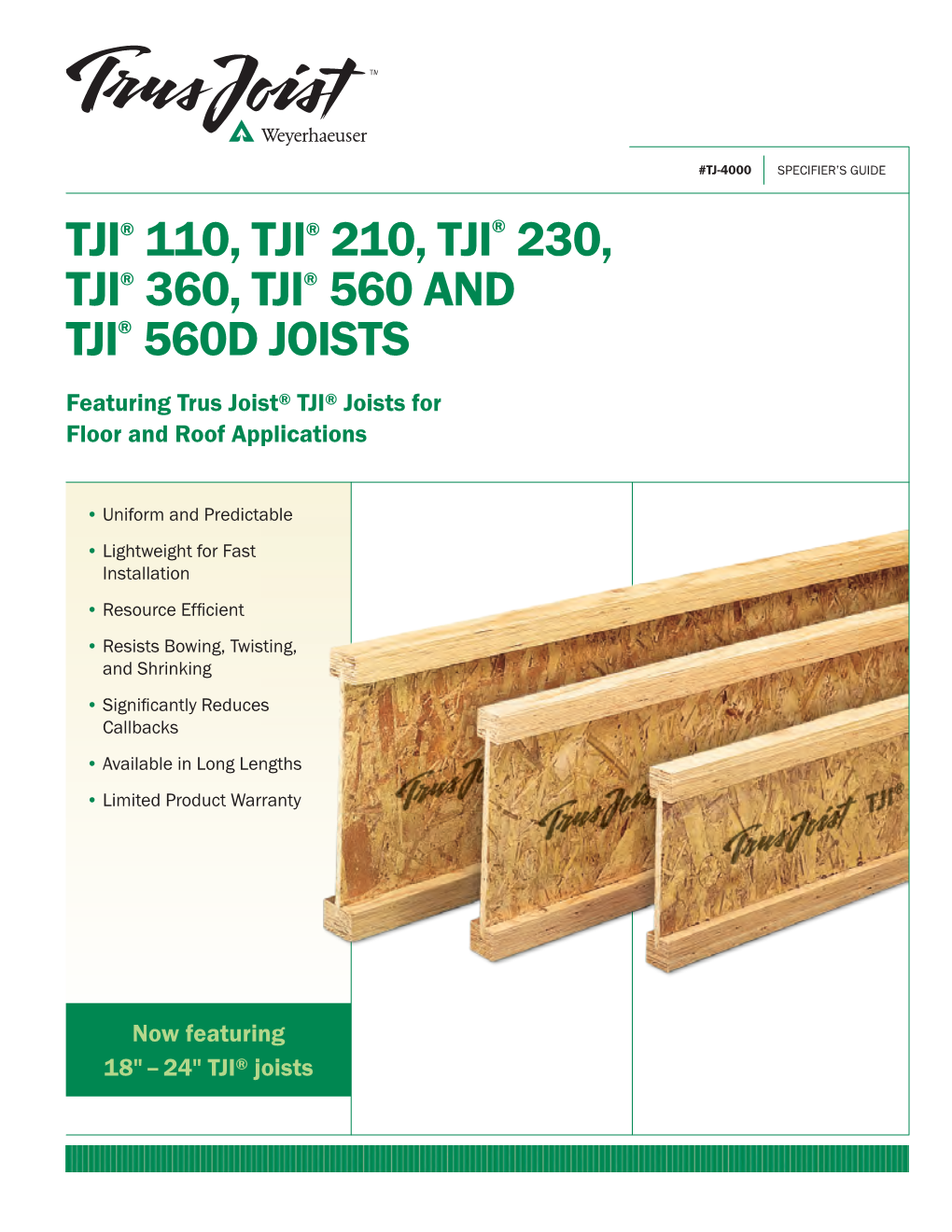 TJI 110, 210, 230, 360, & 560 Joists Specifier's Guide - DocsLib