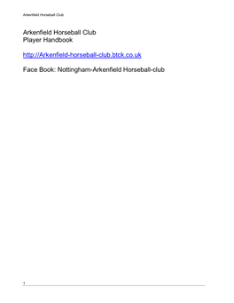 Arkenfield Horseball Club Player Handbook