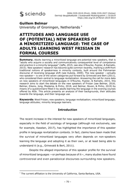 The Case of Adults Learning West Frisian in Formal Courses