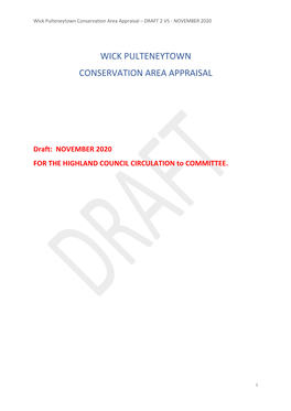 Wick Pulteneytown Conservation Area Appraisal – DRAFT 2 V5 - NOVEMBER 2020