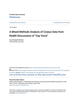 A Mixed Methods Analysis of Corpus Data from Reddit Discussions of "Gay Voice"