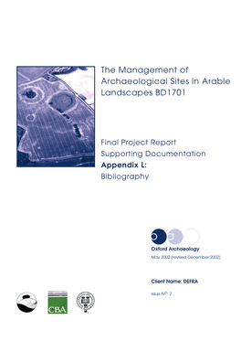 The Management of Archaeological Sites in Arable Landscapes BD1701